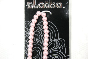 Бусины стеклянные под жемчуг 6 мм 76 шт на нити №09 св.розовый